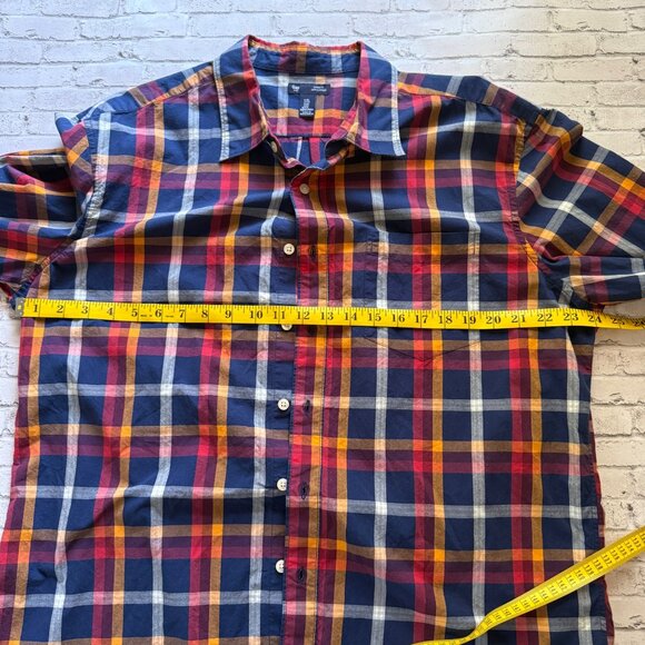 Gap Mens Classic Fit Long Sleeve Plaid Collared Shirt Red/Blue/Yellow Size XL - Picture 8 of 10